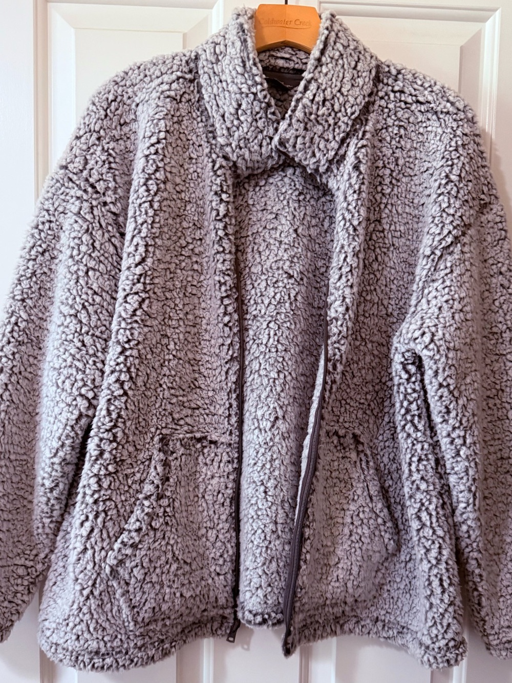 Eddie Bauer Light Gray Teddy Fleece Zip Jacket